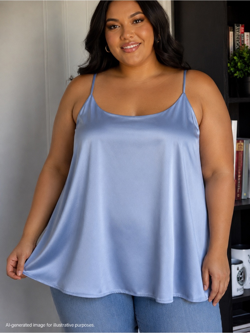 Lane Bryant Satin Camisole Size 18 Light Blue Silky Tank - Picture 3 of 8